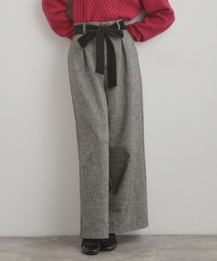 【上品華やか・通勤】ラメツイード ワイドパンツ