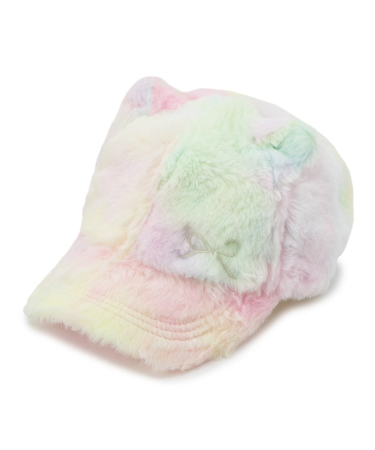フェイクファー耳付きキャップ