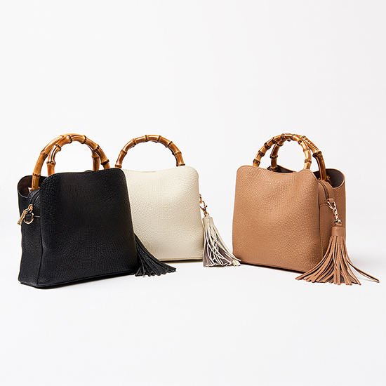 Cache Cache バンブーハンドル3つ口素押し柄ショルダーバッグ Kobunsha Select Shop Cache Cache バンブーハンドル3つ口素押し柄ショルダーバッグ