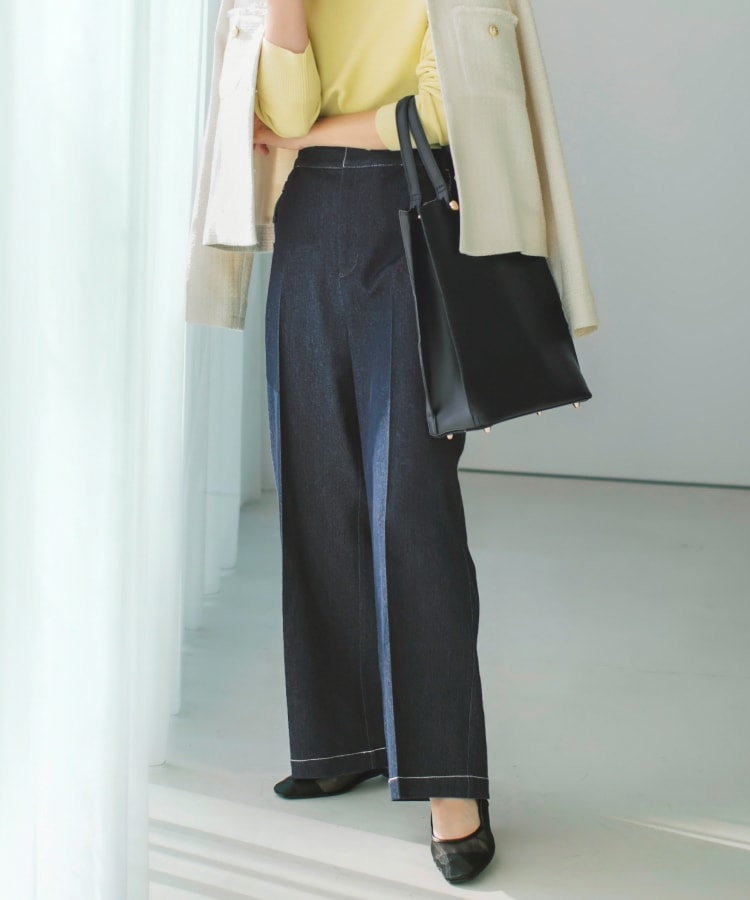 【美脚/オ―ルシーズン】デニムマリンパンツ/洗濯機OK