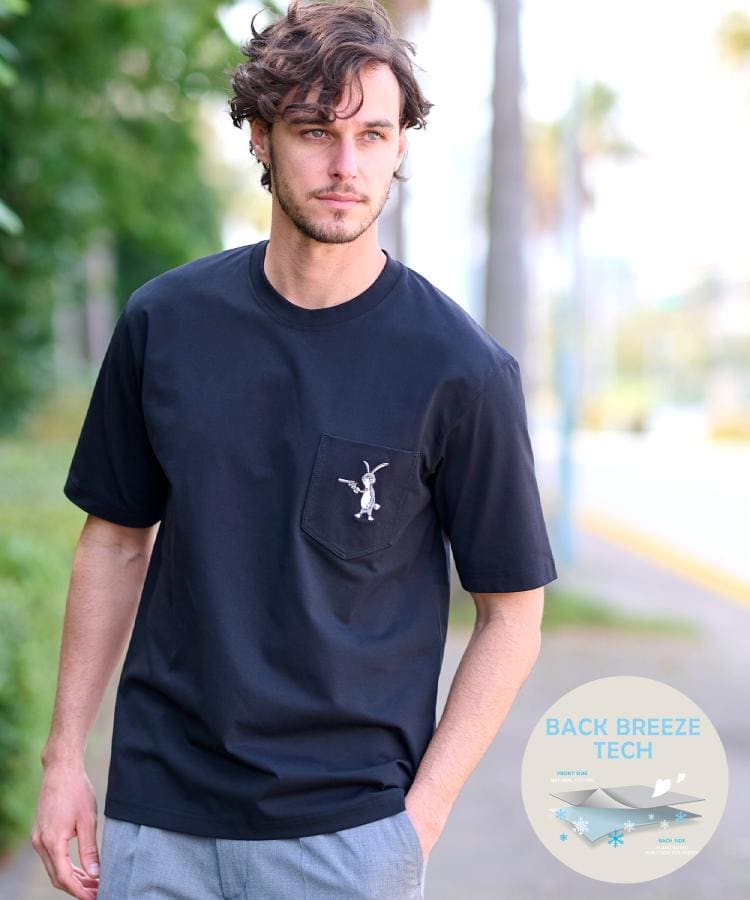 【接触冷感UVカット】BACK BREEZE TECH ラビットポケTシャツ 接触冷感/UVカット】BACK BREEZE TECH ラビットポケTシャツ