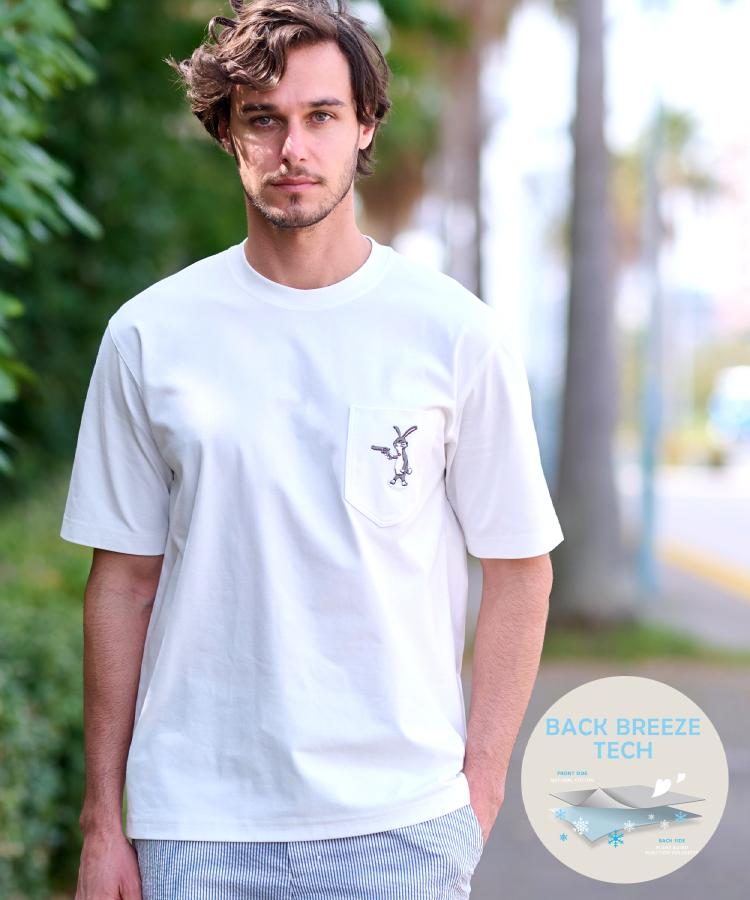 【接触冷感UVカット】BACK BREEZE TECH ラビットポケTシャツ 接触冷感/UVカット】BACK BREEZE TECH ラビットポケTシャツ