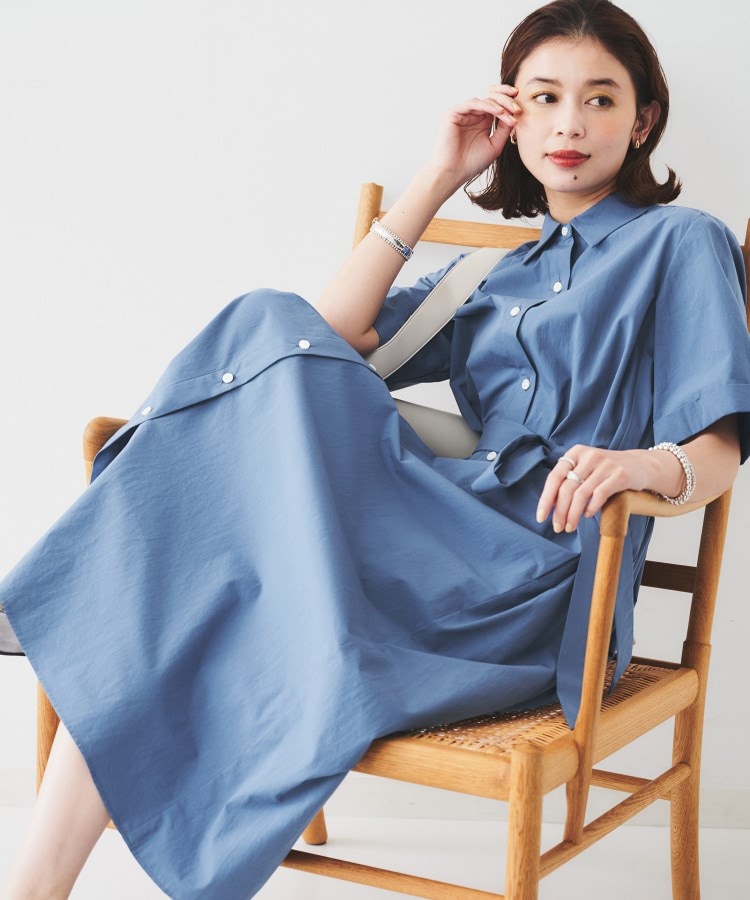 コットン100／前開き／夏ワンピ】ロングシャツワンピース