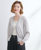 さっと二の腕カバー　大人な抜け感シアーラグランVネックカーデ