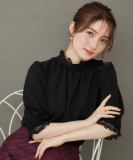 【華やか・大人可愛い・5分袖】エンブロレース前後2WAYブラウス