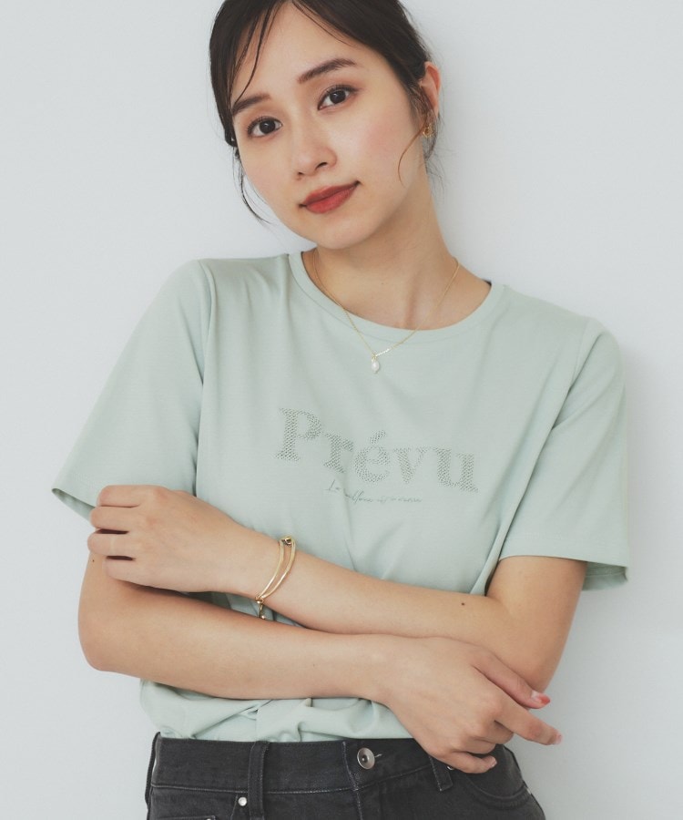 スパンコール刺繍ロゴTシャツ【洗濯機洗い可/接触冷感/UVケア】
