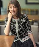 【美人百花/美香さん着用】オーバーラップジャカードハーフスリーブカーディガン