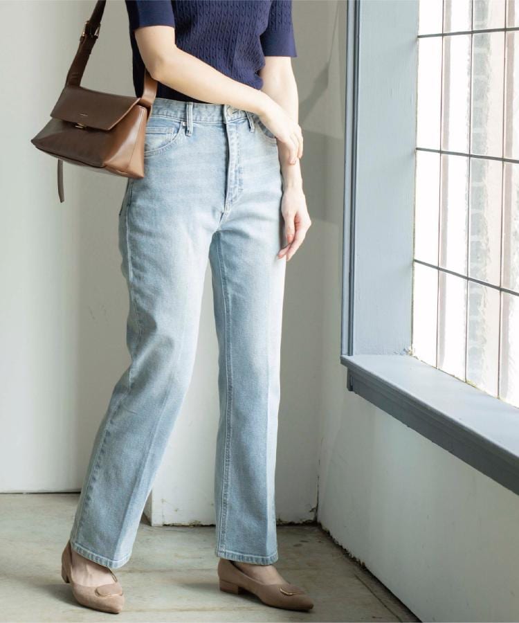 《SS-LLサイズ》ストレッチセミフレアデニム【洗濯機洗い可】