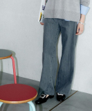 【グレー/ブルー/ジーンズ】ソフトワイドデニムパンツ