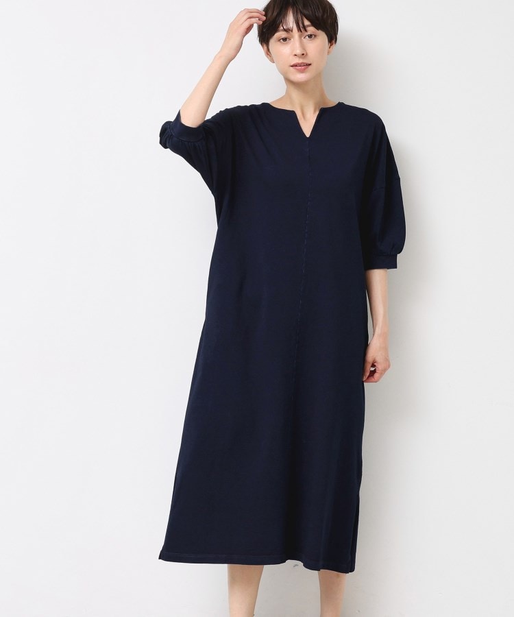 インディコシー　ワンピース NATURAL LAUNDRY｜インディゴシャンブレー スモッグギャザー
