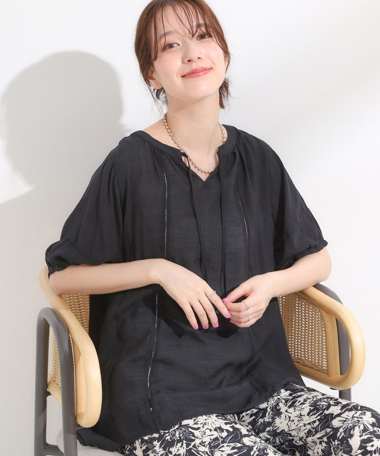 【S-LL/2点セット】リボン使いがアクセント はしごレースブラウス＋タンクトップ