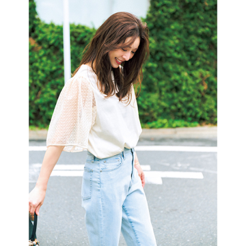 [SPANNE]袖レースカットソー