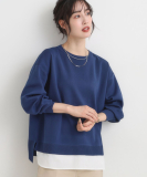 "【S-LL/洗える】一枚で簡単こなれ見え スポンディッシュ 裾レイヤード風ニット"