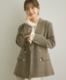 "【高見え・きれいめ・通勤】レースカフス パール調釦テーラードジャケット"