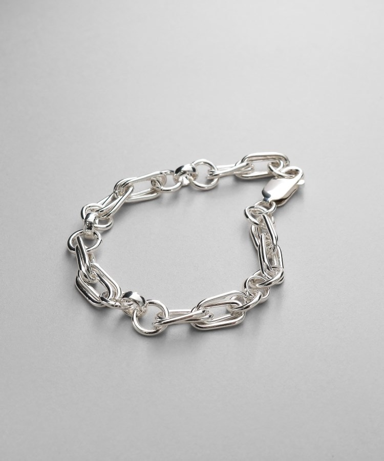 シルバー ミックスチェーン ダブルリンクブレスレット | KOBUNSHA