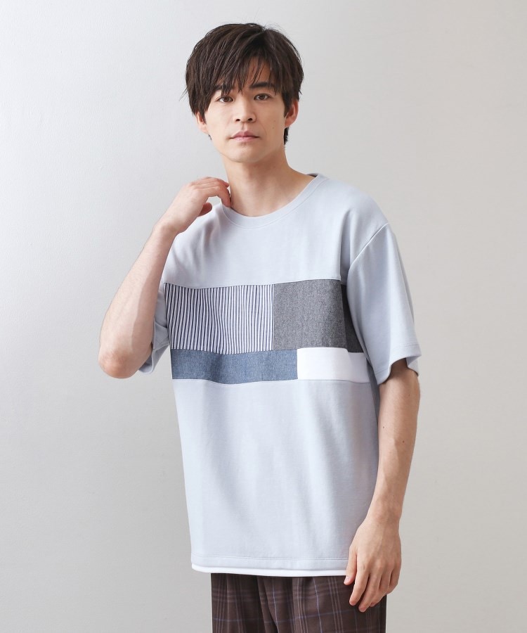   シャドーチェストロゴ 半袖 Tシャツ 送関込 胸刺繍ロゴ半袖Tシャツ無地/ボーダー裾ドローコード | 【公式