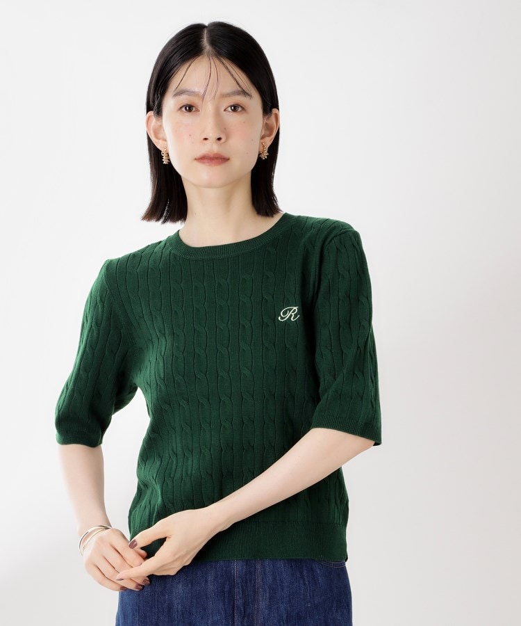 刺繍入りケーブルニット半袖 | KOBUNSHA SELECT SHOP | 刺繍入り
