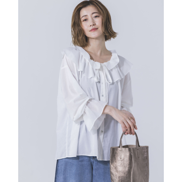 [Limue]【洗える】ラッフルシアブラウス
