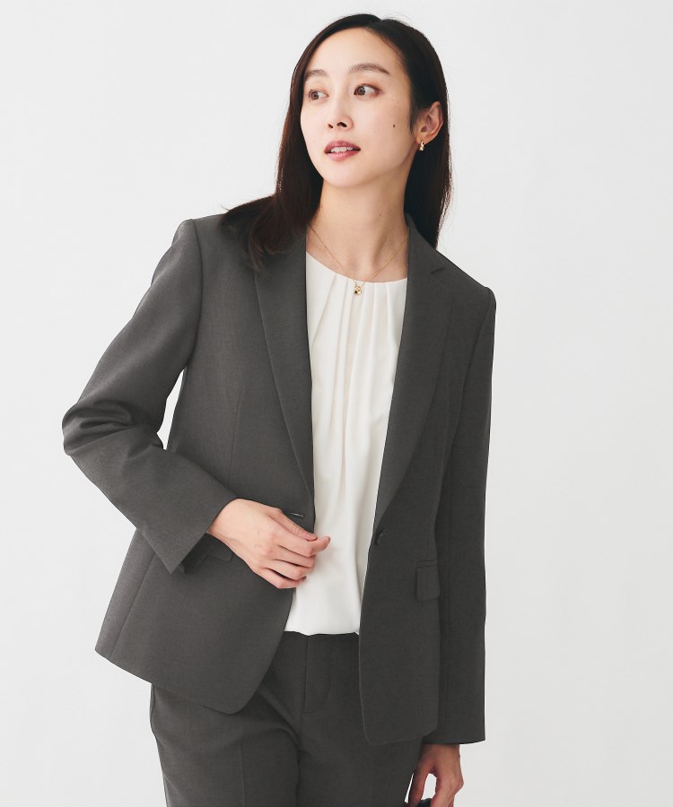 【通勤スーツ/オフィス】ドライメランジ テーラードジャケット