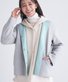 "【配色デザイン／ショート丈】ウールリバー ノーカラーコート"