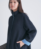 "【配色デザイン／ミドル丈】ウールリバー テントラインコート"