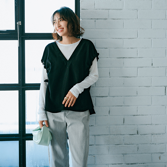 [Verseau]Vネックポンチョベスト