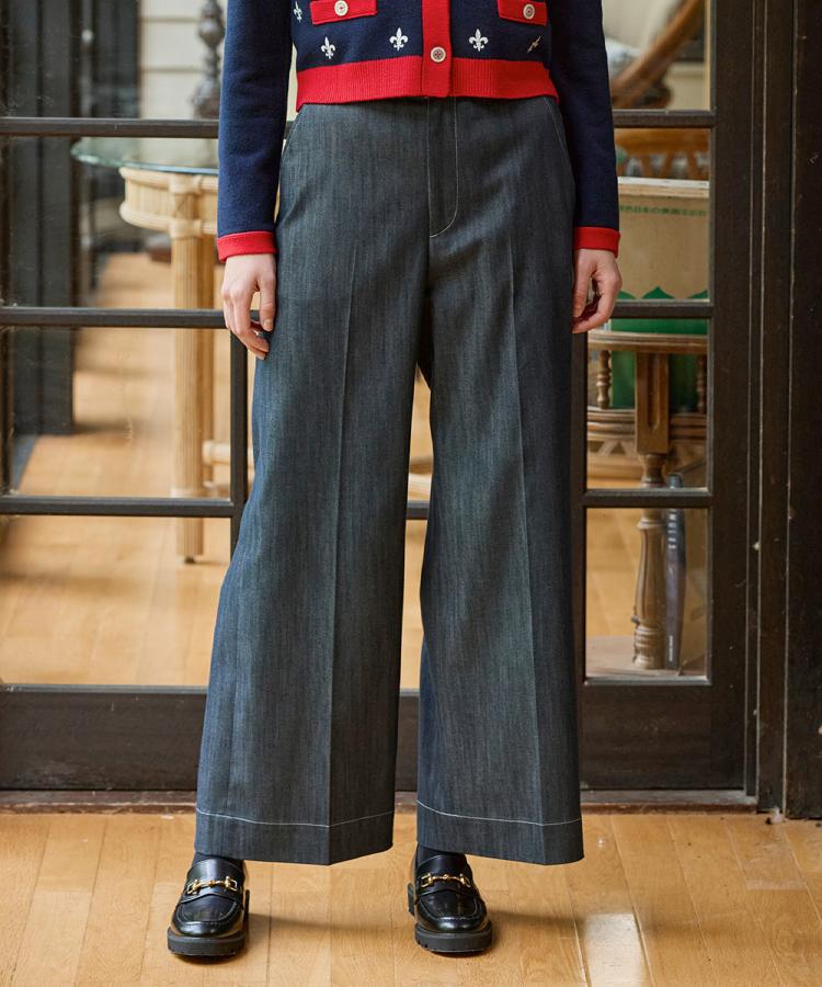 デニムイージーワイドパンツ
