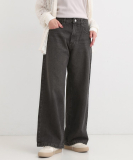 "【SS-LL】脚のラインを拾いにくい デニムワイドパンツ"