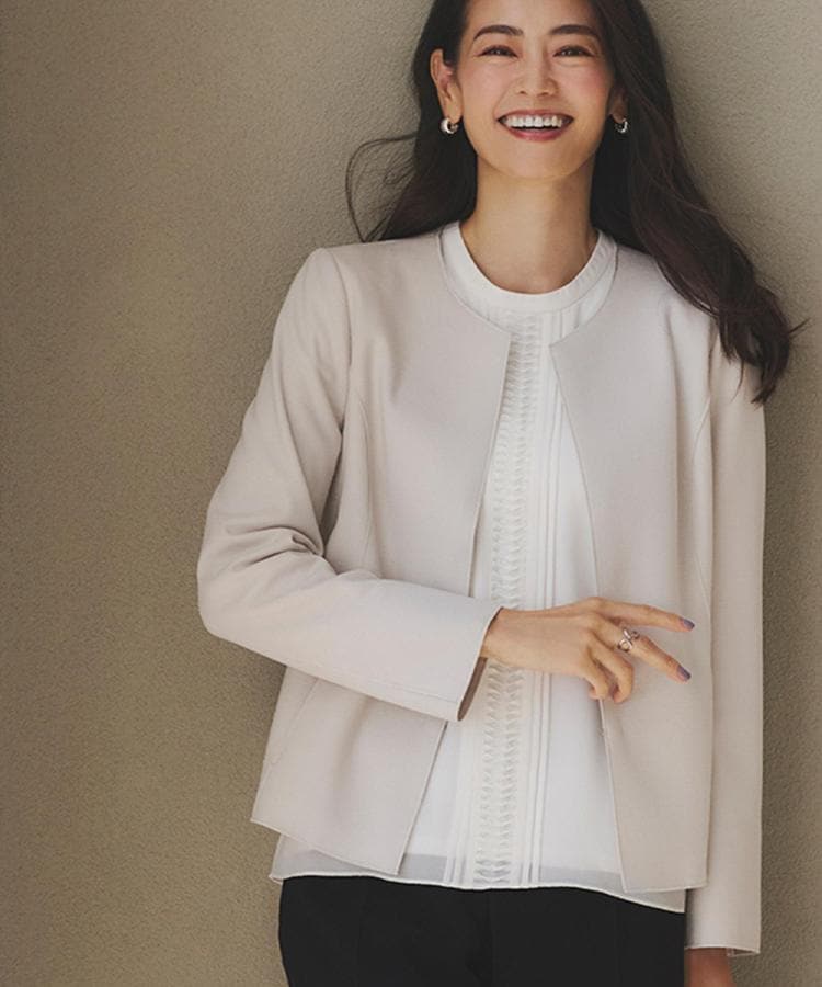 【ライトアウター／通勤におすすめ◎／セットアップ可／すっきりシルエット】キレイめジャージジャケット