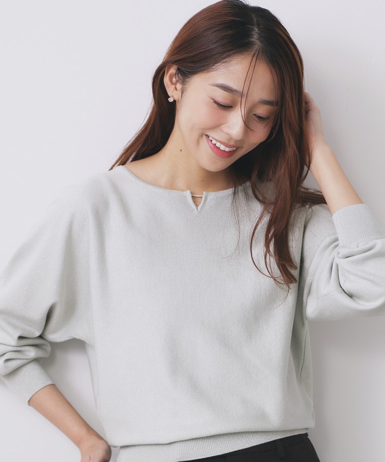 ビジューキーネックドルマンニット【洗濯機OK】 | KOBUNSHA