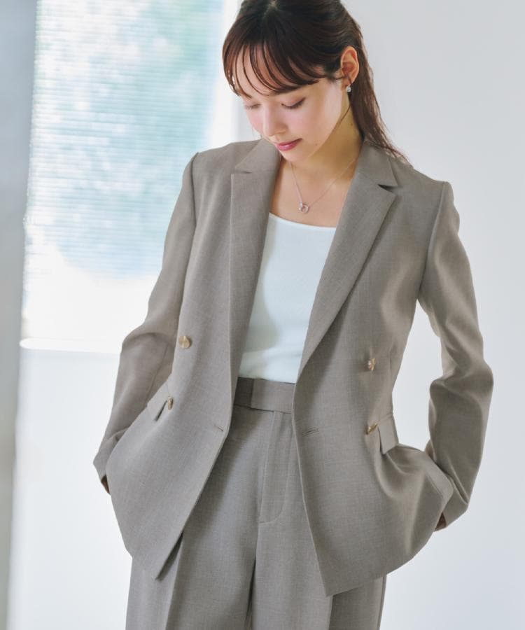 《Oggi掲載》ダブルブレストテーラードジャケット/セットアップ対応可【洗える】
