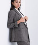 【洗える／オンオフ】チェック柄ダブルジャケット