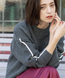 配色ラインクルーネックニット