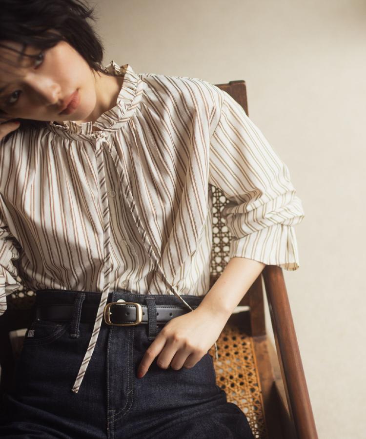 【石川梨華さん着用】フリルカラーリボンブラウス