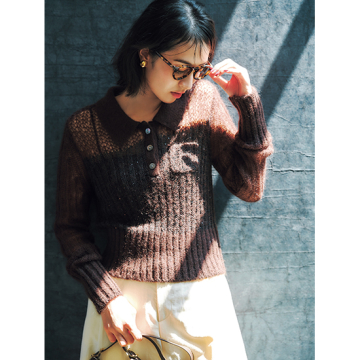 [L'AUBE BLANC]スパンシアーポロニット