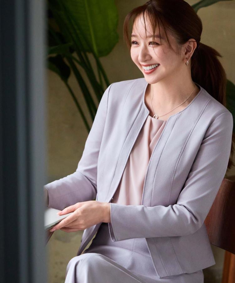 【手洗い可／日本製】スェード調ノーカラージャケット