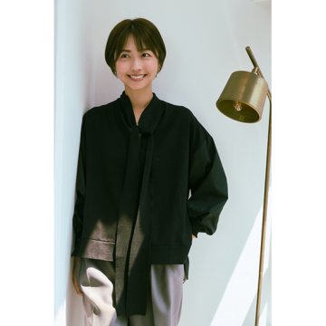 "[TORRAZZO DONNA]Knit×Fabric Ribbon Tie Blouse"