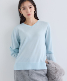 "【洗える／毛玉になりにくい】エクストラファインウール Vネックニット"