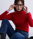 "【洗える／毛玉になりにくい】エクストラファインウール リブタートルニット"