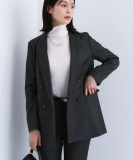 "【日本製／スーツ／通勤】シルクウールストレッチ ダブルジャケット"
