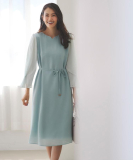 【フォーマル／入卒／付属リボン付き】スリーブデザインジョーゼットワンピース