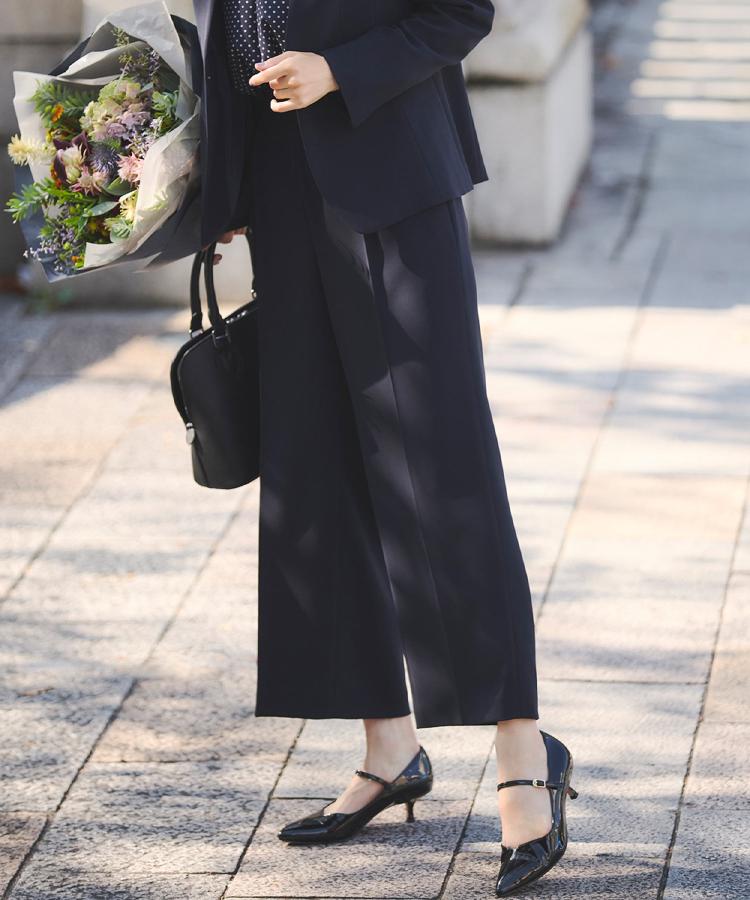 【フォーマル／入卒／セットアップ可】タック入りワイドパンツ