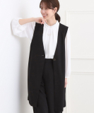 【洗濯機可/S-3L/イージーケア】きちんと楽に。カットジョーゼットロングジレ