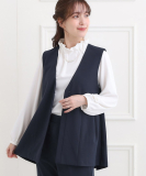 【洗濯機可/S-3L/イージーケア】きちんと楽に。カットジョーゼットペプラムジレ