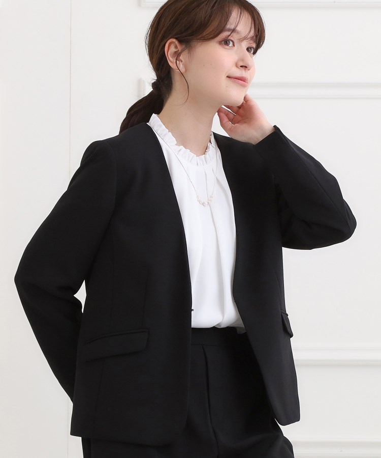 【洗濯機可/イージーケア/ストレッチ】きちんと楽に。カットジョーゼットジャケット