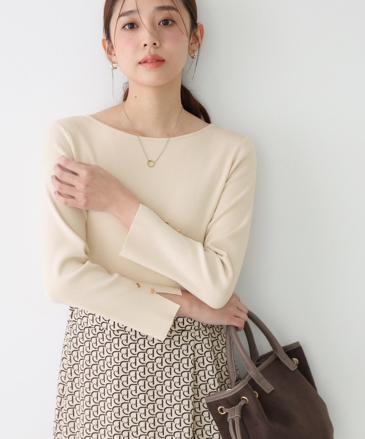 【手洗い可/一枚で決まる】ニット+柄スカートのワンピース