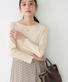 【手洗い可/一枚で決まる】ニット+柄スカートのワンピース