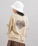 袖リボンハートアップリケプルオーバー