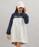 ナンバー切替ハーフジップワンピース