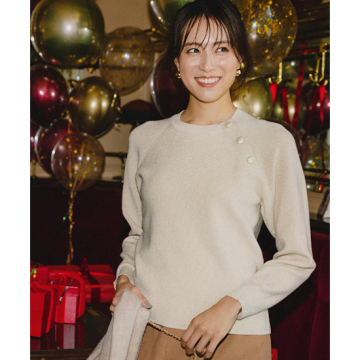 ボタンデザインラメニット【洗濯機OK】